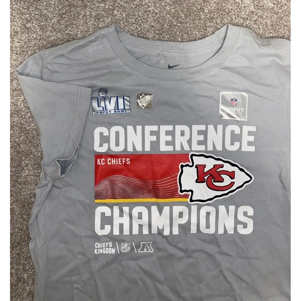 Kansas City Chiefs Nike Tee Conference Champions Gray Men M‎ Chiefs Kingdom NFL